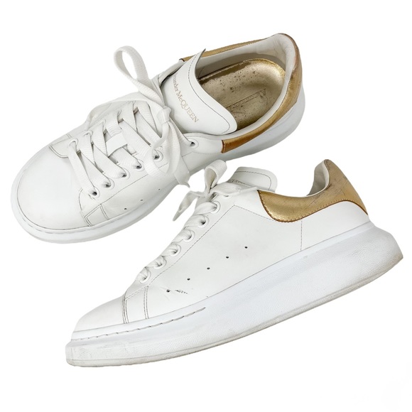 Alexander McQueen Shoes - Alexander McQueen Larry Leather Platform White Lace-Up Sneakers Women’s 42